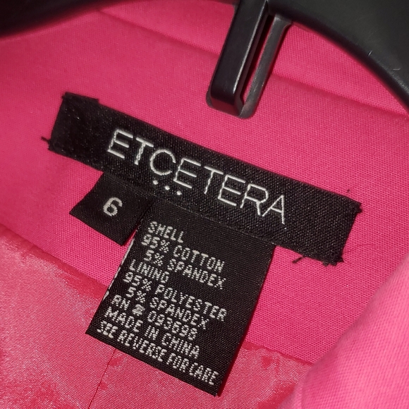 Fusia/Hot pink button jacket with pockets SZ 6 ETCETERA - Picture 2 of 4